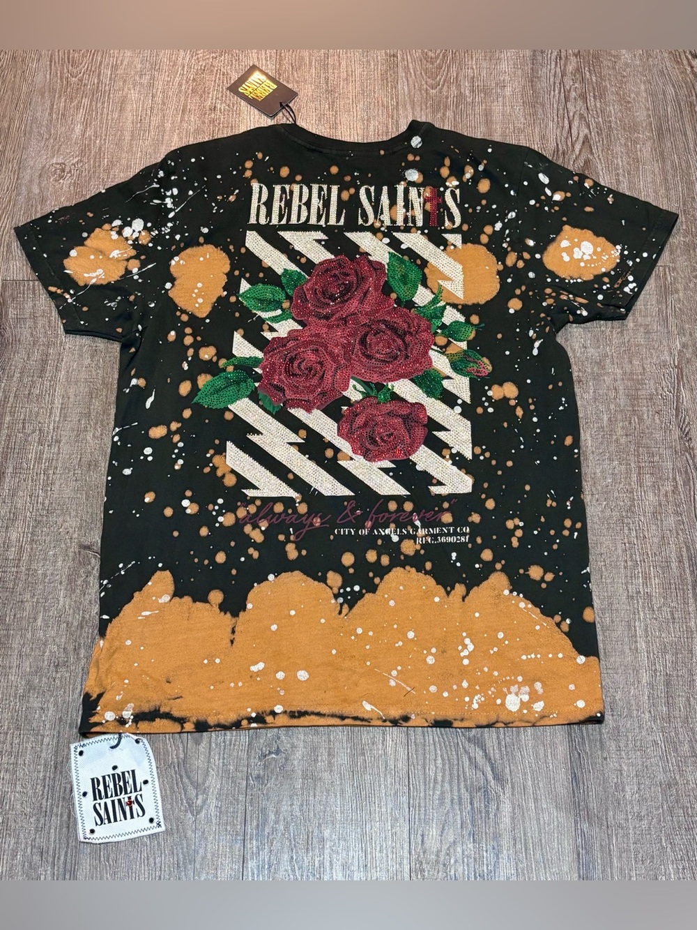 NWT! Rebel Saints by Affliction Roses Tee Size Medium